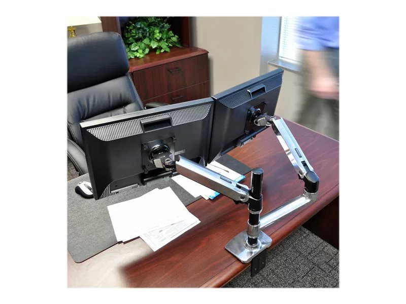 Ergotron LX Desk Monitor Arm (polished aluminum) - Two Monitor or Laptop & Monitor  Mount