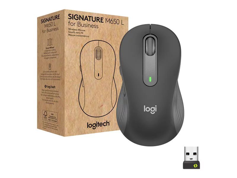 Logitech M650 Signature Mouse for Business with Brown Box -Graphite