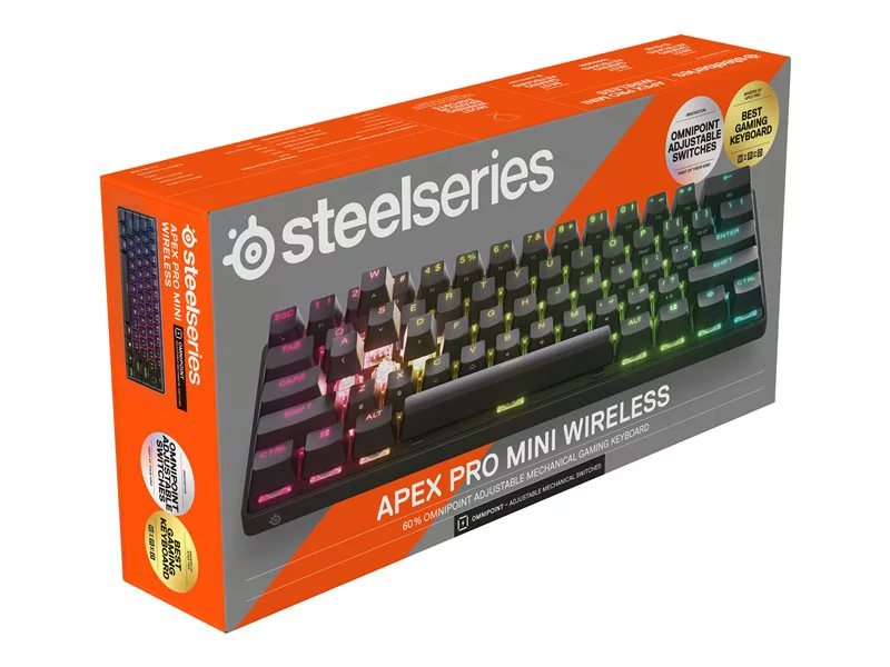 SteelSeries Apex Pro Mini 60% Wireless Mechanical OmniPoint Adjustable  Actuation Switch Gaming Keyboard with RGB Backlighting - Black