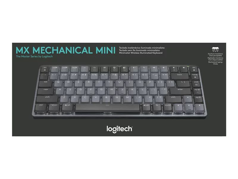 Logitech MX Mechanical Mini Minimalist Wireless Illuminated Keyboard  (Tactile Quiet) (Graphite) - Retail Box