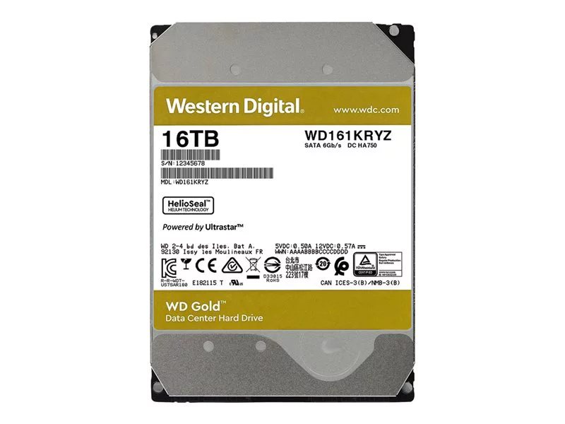 WD Gold WD161KRYZ - hard drive - 16 TB - SATA 6Gb/s | Lenovo US