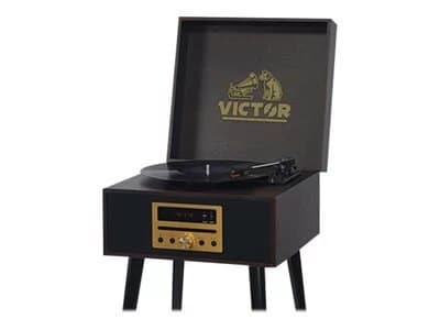 

Victor Newbury 8-in-1 Wood Music Center with Chair Height Legs - Espresso