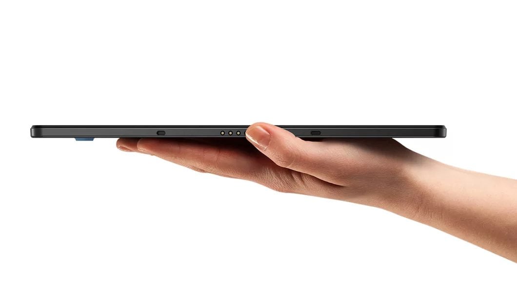 Der Tablet-Bereich des IdeaPad Duet Chromebook auf einer Handfläche
