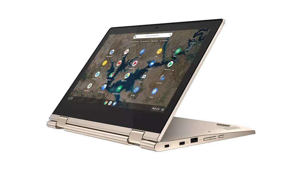 Lenovo IdeaPad Flex 3i Chromebook (11) right side view in stand mode