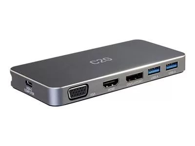 Image of C2G Dual Monitor Docking Station - USB C to 4K HDMI, DIsplayPort & VGA - docking station - USB-C / Thunderbolt 3 - VGA, HDMI, DP