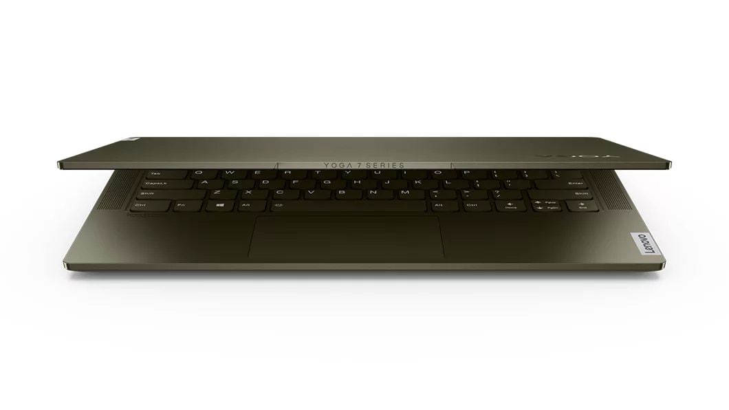 Front view of the folded 14" Yoga Slim 7 laptop