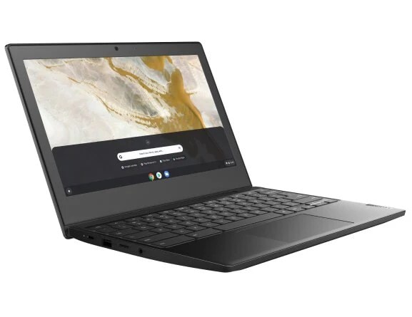 Right three-quarter view of Lenovo IdeaPad 3 Chromebook 11 AMD