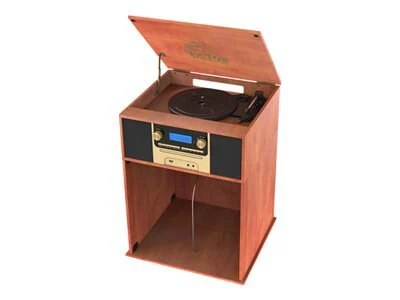 

Victor Boyleston 7-in-1 Three Speed Turntable with Built In Album Storage - Mahogany