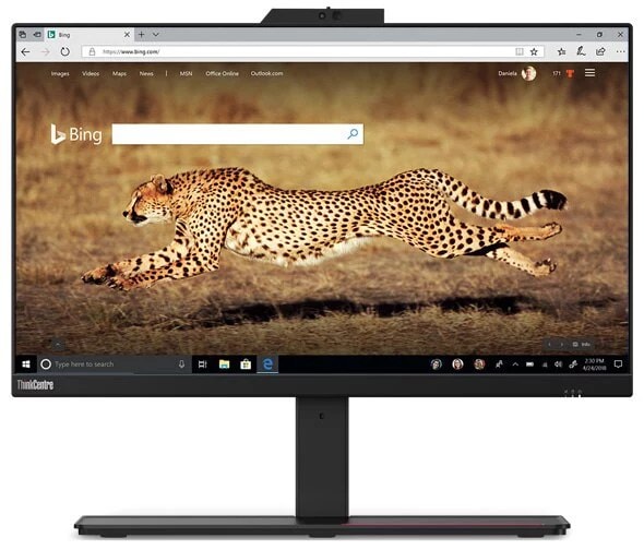 Front view of the 23.8" Lenovo ThinkCentre M90a all-in-one. 
