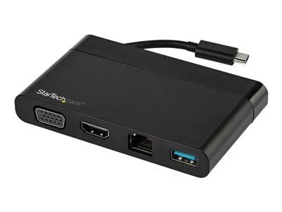 

StarTech.com USB C Multiport Adapter with HDMI, VGA, Gigabit Ethernet & USB 3.0, USB C to 4K HDMI or 1080p VGA Display Mini Dock Hub, USB Type-C Travel Docking Station for USB-C Laptops