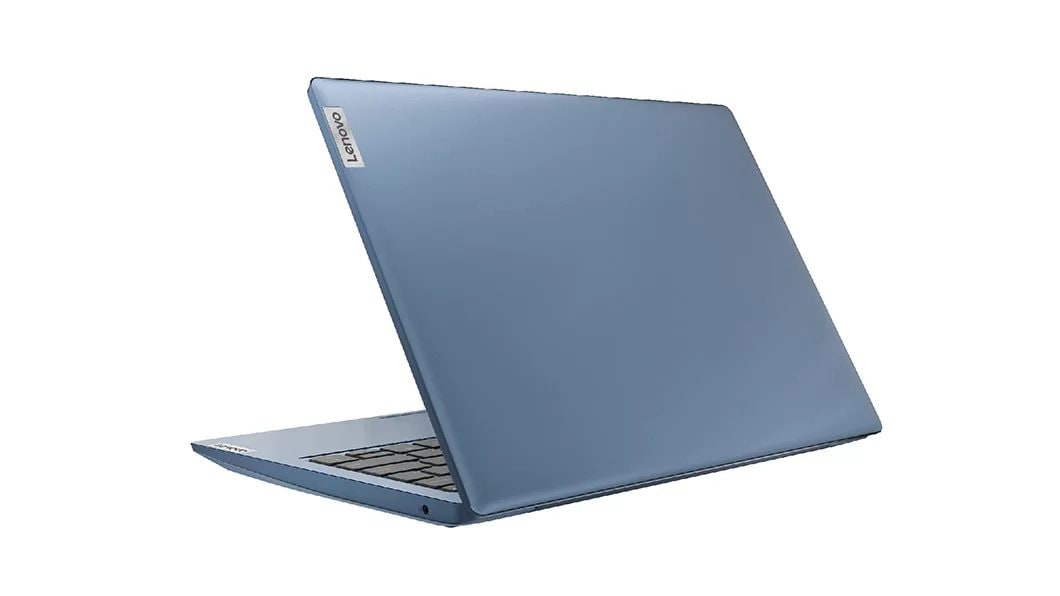 Aanzicht schuin van achteren van de Lenovo IdeaPad S150-laptop (11) in Ice Blue