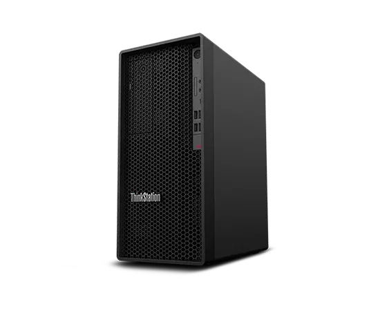 Lenovo ThinkStation P350 Tower workstation—front view, ¾ left-front view