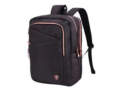 asos design laptop backpack with rose gold detail Luka 15 inch Backpack- 15% Lycra Xtra Life elastane KATY ROSE Black Backpack |