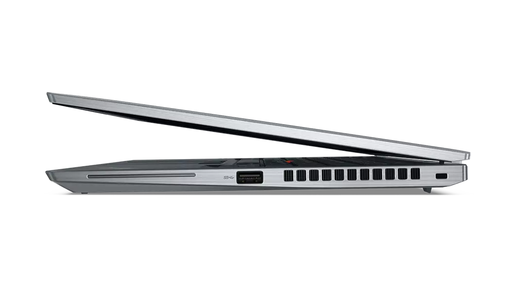 Ordinateur portable ThinkPad X13 Gen 2 (13pouces Intel) - Vue côté droit, couvercle partiellement ouvert