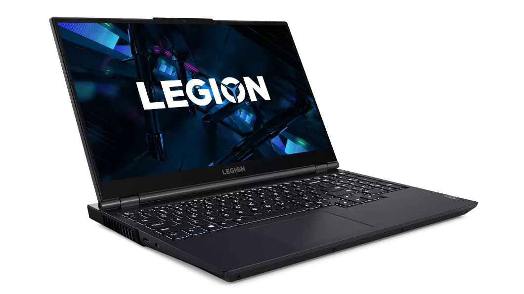 Legion 5i Gen 6 (15'' Intel) open, facing left, right side view