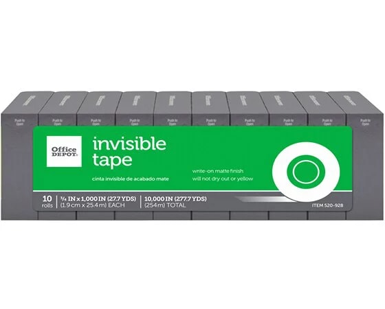 Office Depot Brand Invisible Tape Refills, 3/4in x 1,000in, Pack of 10