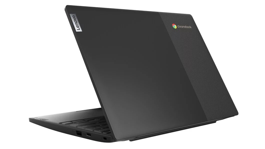 Lenovo IdeaPad 3 Chromebook 11 AMD rear left three-quarter view