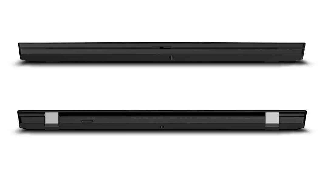 Lenovo ThinkPad T15p suljettuna, etu- ja takapaneeli näkyvissä