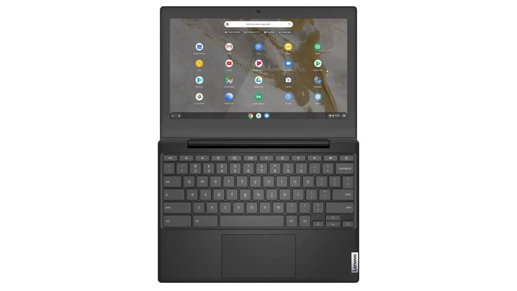 Front view of Lenovo IdeaPad 3 Chromebook 11 AMD open 180 degrees