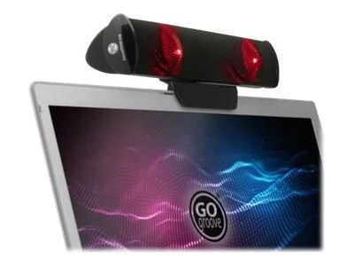 

GOgroove SonaVERSE LED Speaker for Laptop Computer - USB Powered Clip-On Sound Bar - Red