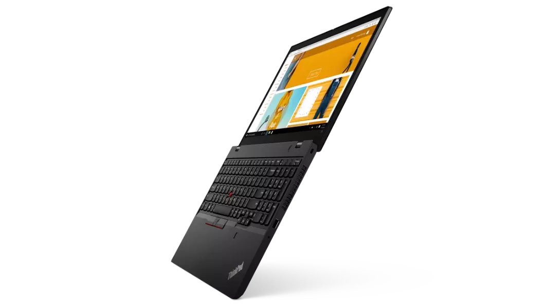 Right-side view of Lenovo ThinkPad L15 Gen 2 (Intel) laptop open 180 degrees.