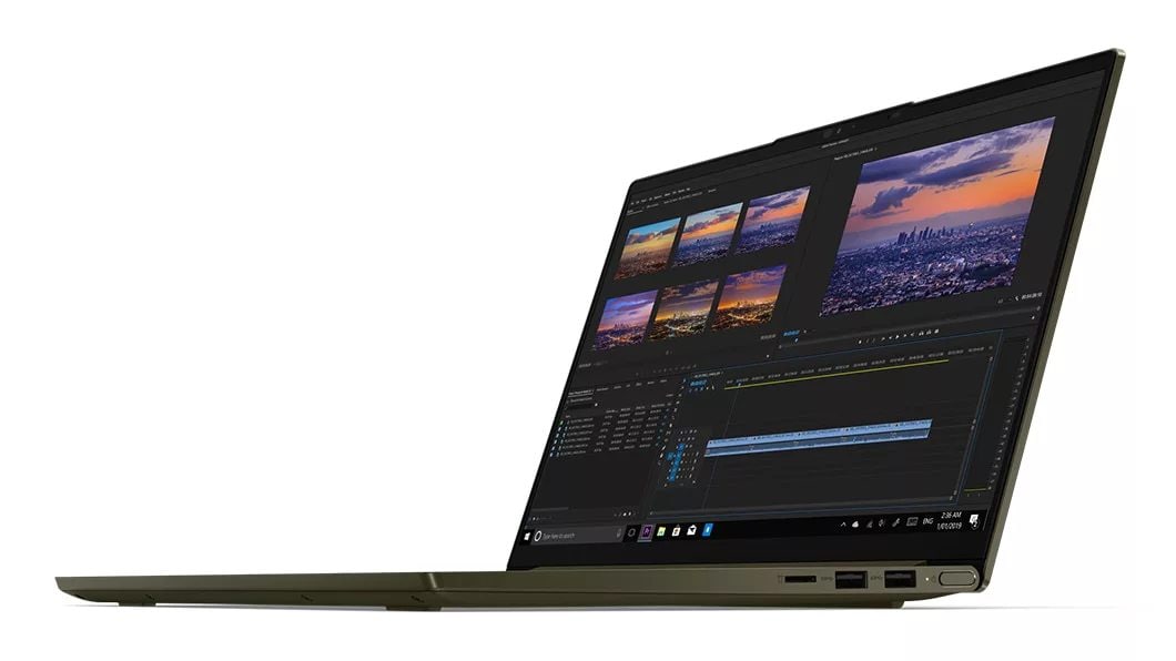 Right angled view of the 14" Yoga Slim 7 laptop