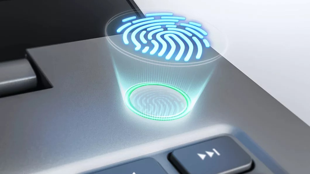 Close view of the finger print reader on the Lenovo ThinkBook 15p laptop