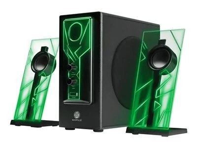 

GOgroove BassPULSE 2.1 Computer Speakers with Green LED Glow Lights and Powered Subwoofer