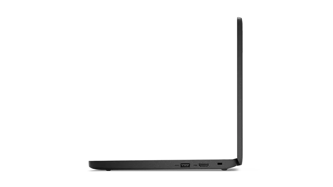 Right-side profile of Lenovo 100e Chromebook Gen 3 open 90 degrees.