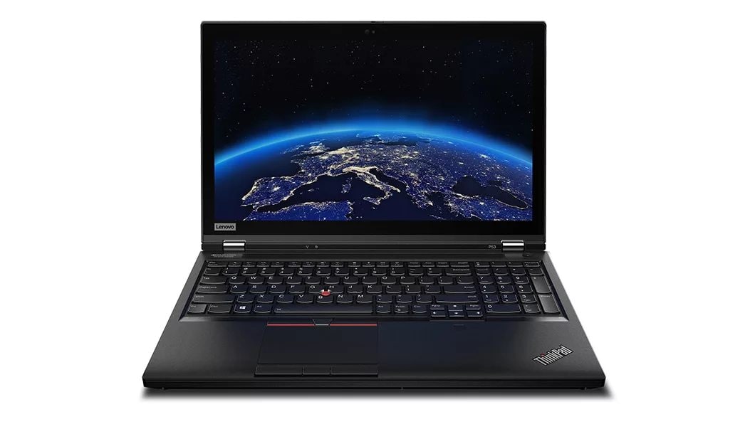 ThinkPad P53 vinottain edestä kuvattuna