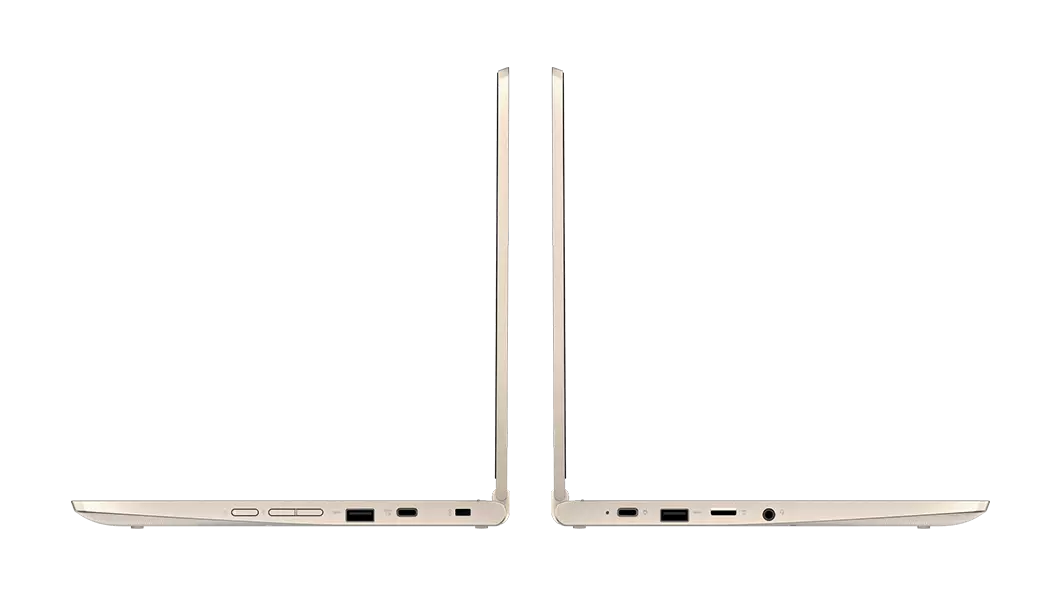 Left and right view of two Lenovo IdeaPad Flex 3i Chromebook (11) in Almond color