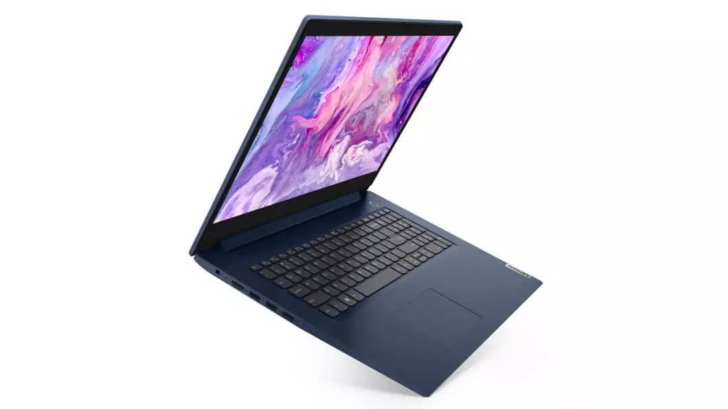 Lenovo IdeaPad 3 (17'') Intel - Vue latérale, modèle bleu