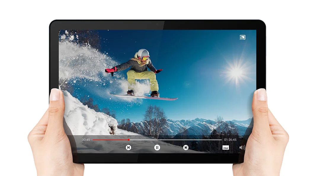 Das IdeaPad Duet Chromebook als Tablet spielt Videos ab