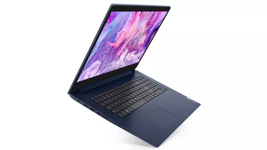 Lenovo Ideapad 3(17", AMD) side view in blue color