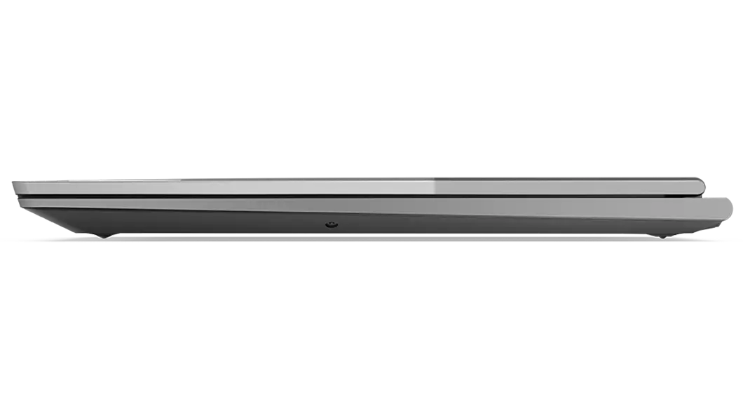 Lateral del Lenovo ThinkBook Plus Gen 3ra Gen (17", Intel), cerrado; muestra una bonita carcasa de color Storm Grey