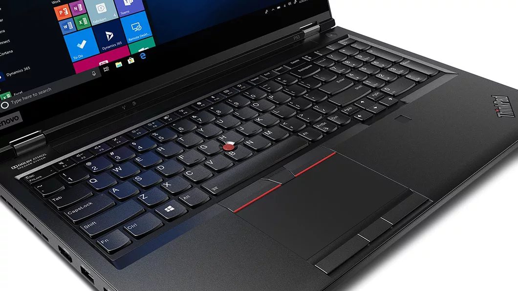 Lähikuva ThinkPad P53:n näppäimistöstä ja kosketuslevystä