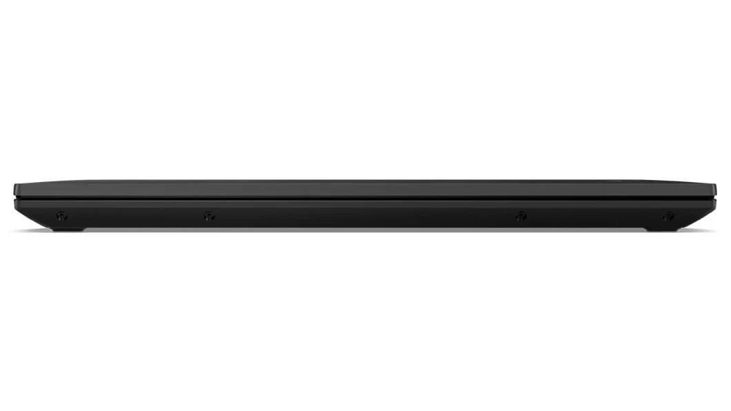 Vista lateral izquierda del portátil Lenovo ThinkPad L14 3ra Gen (14", AMD), abierto 90 grados en forma de L inversa, se ve el perfil de la pantalla y el teclado