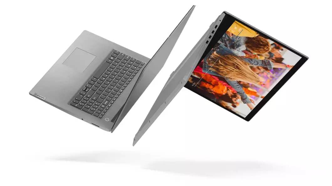 View of two Lenovo Ideapad 3(17", AMD) in laptop mode