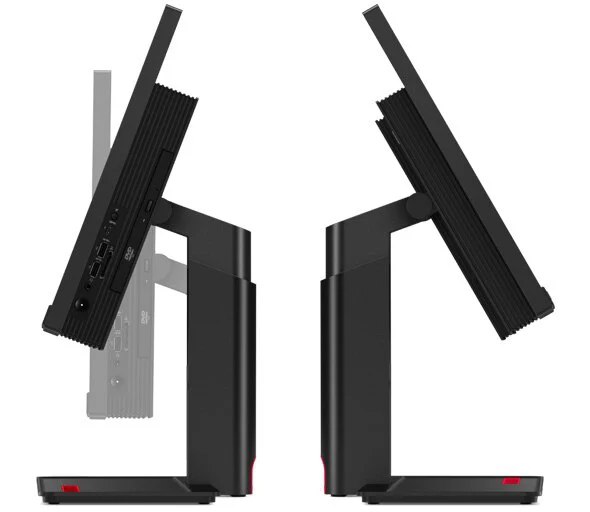 Side profile of two ThinkCentre M70a AIO PCs, bck to back