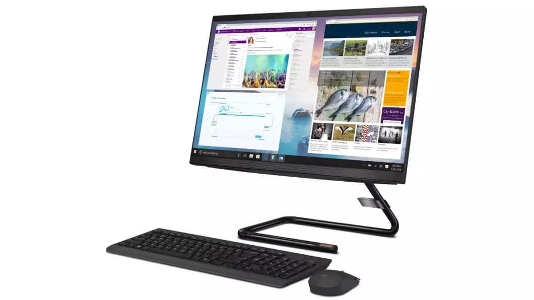 Lenovo IdeaCentre AIO 3 (22) Intel Front Angle View with Keyboard