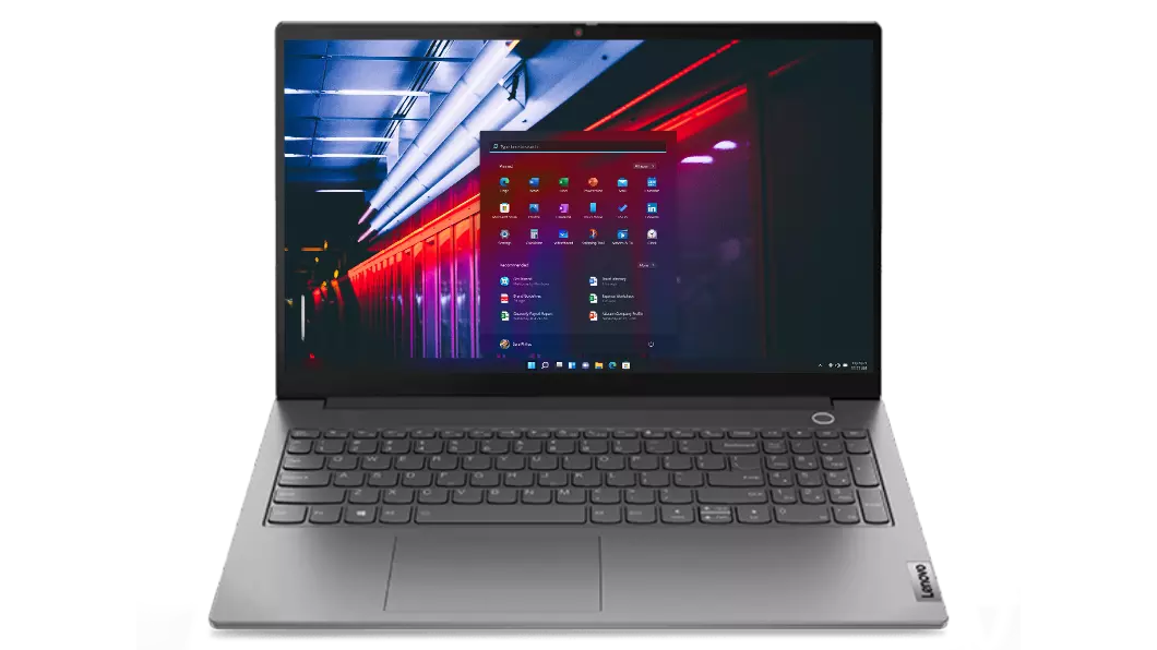 Front view of Lenovo ThinkBook 15 Gen 2 with keyboard showing