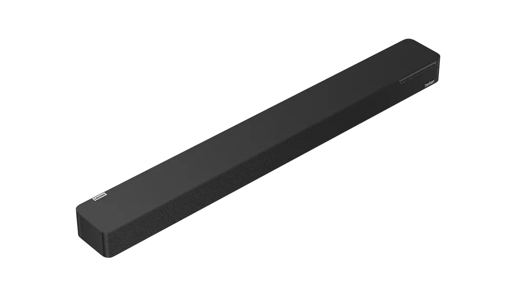 Lenovo ThinkSmart Bar audio bar—3/4 front-left view, angled and tilted upward from left to right