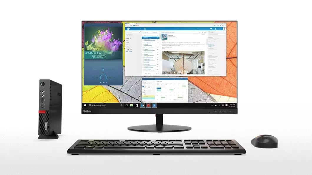 Lenovo ThinkCentre M710 Tiny with monitor, keyboard, mouse