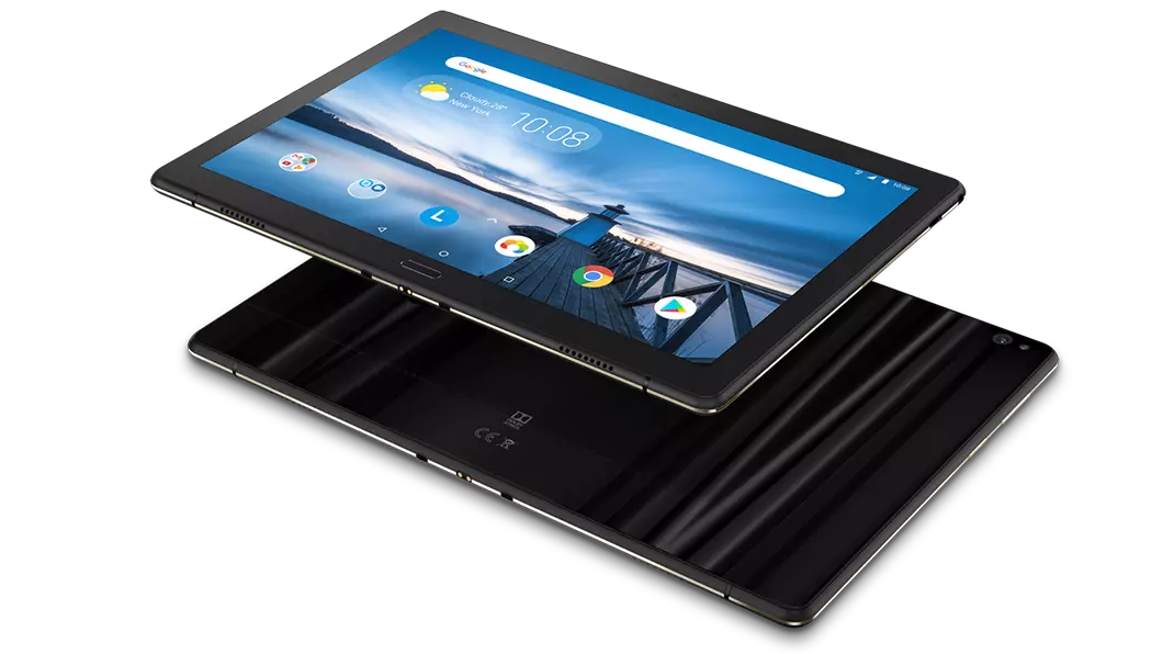 Lenovo Tab P10, back cover and front display view.