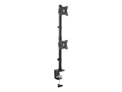 Vertical Desk Mount Dual Monitor Arm - For Monitors 13" to 27" - Adjustable - Desk Clamp / Grommet-Hole Mount - Dual VESA Monitors - Black (ARMDUALV)