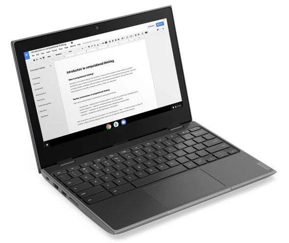 Lenovo 100e Chromebook (2nd Gen, MTK) in laptop mode.