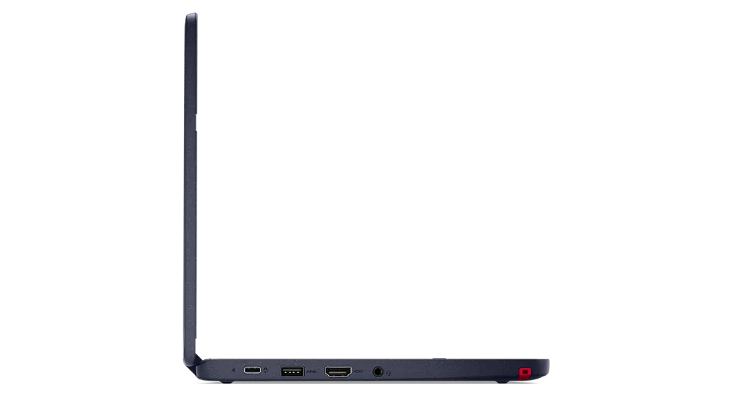 Lenovo 300w Gen 3 2-in-1 laptop open 90 degrees, angled to show right-side ports and garaged pen