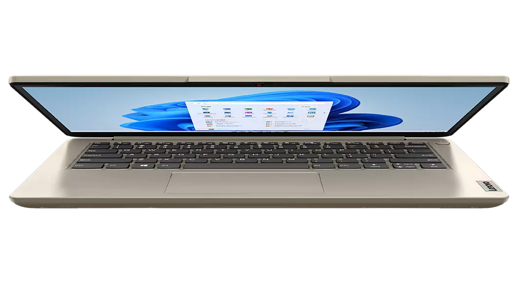 Imagen frontal de la portátil Lenovo IdeaPad 1i 7ma Gen (14&quot;, Intel) con la pantalla semicerrada