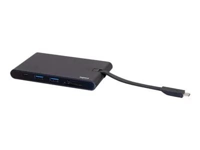 C2G USB C Dock with HDMI, VGA, Ethernet, USB, SD & Power Delivery up to 100W - docking station - USB-C - VGA, HDMI - GigE