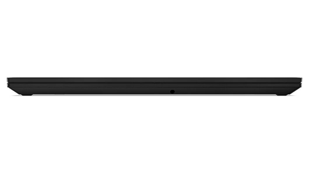 Vista frontal de la workstation móvil ThinkPad P16 cerrada y con los bordes de las cubiertas superior y posterior visibles